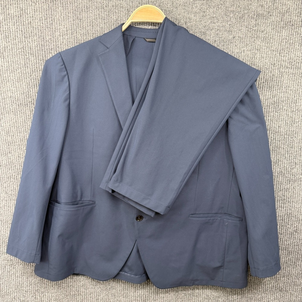 SENE Men's 2 Piece Suit Custom Size 46R Navy Soho Flex Tech Pants 45x30